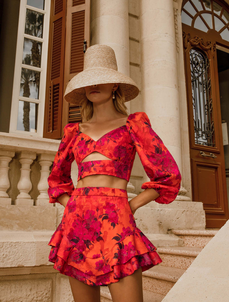 JOANNA ECONOMOU DESIGNS, @joannaeconomoudesigns fashion designer resort and luxury wear occasion summer romantic set Amoure colour red warmer season Cyprus island