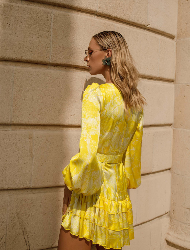 JOANNA ECONOMOU DESIGNS, @joannaeconomoudesigns fashion designer resort and luxury wear occasion summer mini dress Soleil colour yellow warmer season Cyprus island